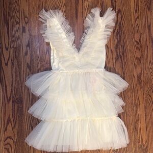 Elegant Cream Tiered Tulle Dress